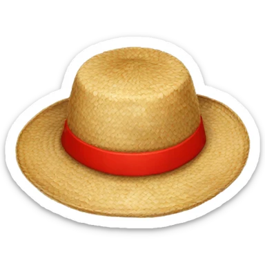 Red banded straw hat sticker