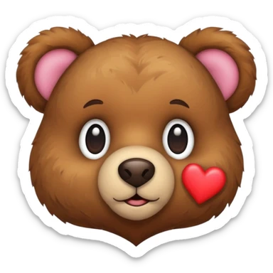 Teddy bear face with heart on the side sticker