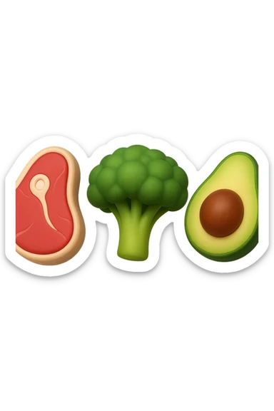 EMOJI STILE IPHONE 3D DI proteine, fibre, grassi sani che fluttuano in aria, iperrealistico 4k sticker