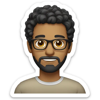 large male with wavy black hair and a beard medium light skin and brown eyes with glasses sticker