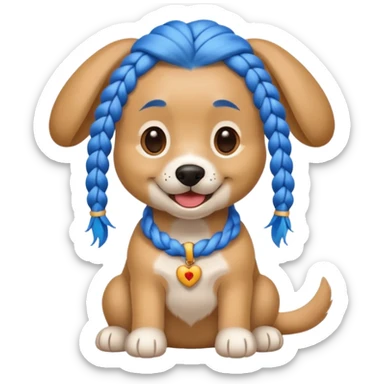 blue braided haired dog sticker