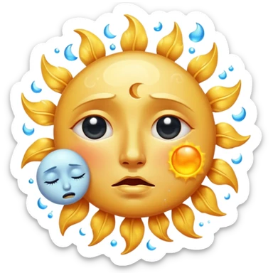 crying sun and moon sticker