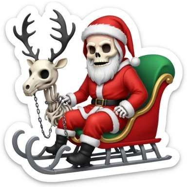 Grim reaper as Santa with a sleigh and skeleton reindeer sticker