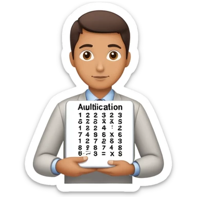 Math teacher with multiplication, addition, subtraction, and division symbols sticker