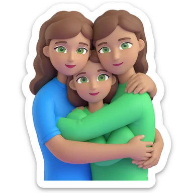 cute couple hugging, girl with light brown hair and green eyes, guy with brown hair and blue eyes sticker