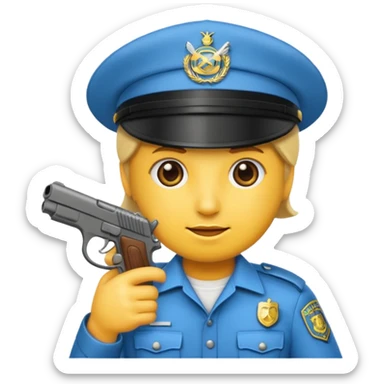 Un emojis con una gorra de lado una pistola y lanbro qué no sea un policía  sticker