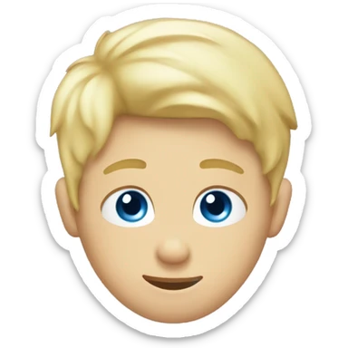 blonde blue eyed boy with hands on head sticker