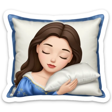 sleeping beauty brunette white girl with a silk pillow sticker