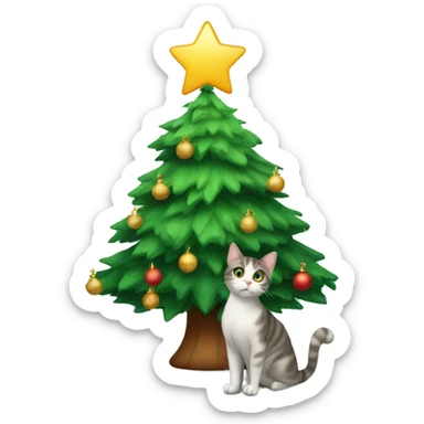 Xmas tree with cat sticker
