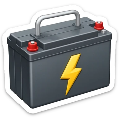 car battery with lightning emoji on top sticker