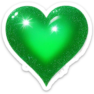 A green heart emoji with 2 sparkles sticker