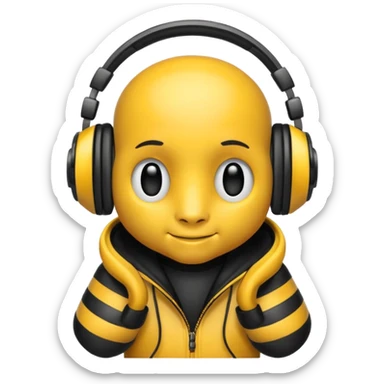 DJ bee with headphones sticker