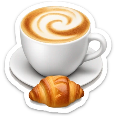 Cup of cappuccino with croissant sticker
