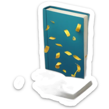 a book with confetti sticker