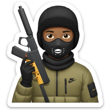 Black boy in nike ski mask with a glock  sticker