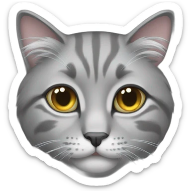 Long Hair gray cat sticker