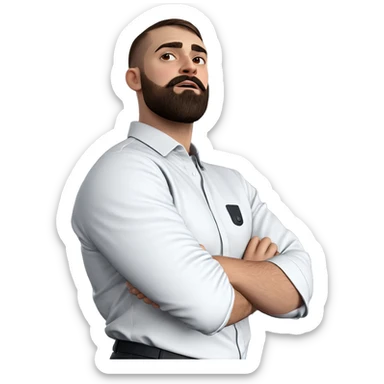 serious boy with beard sticker