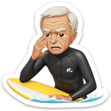 Angry old man facepalming while surfing sticker