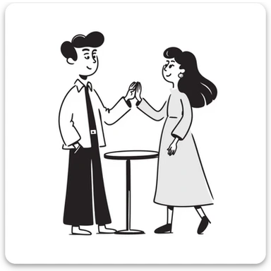 A young man and woman meeting for the first time sticker