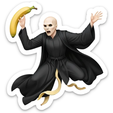 Voldemort slipping on a banana peel and falling dramatic  sticker