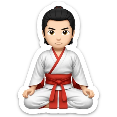 kneeling samurai in white kimono sticker