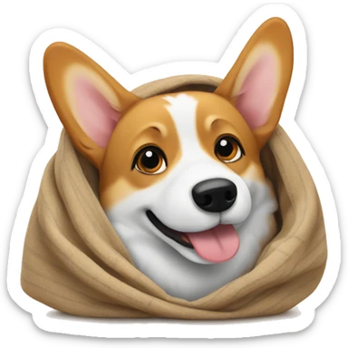Corgi dog in a blanket sticker