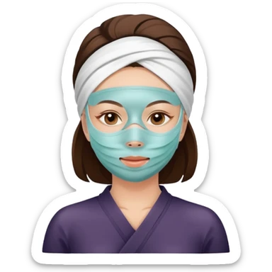 Lady with face mask spa beauty full face relaxing sticker