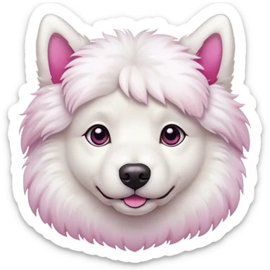 Fluffy dog white pink sticker