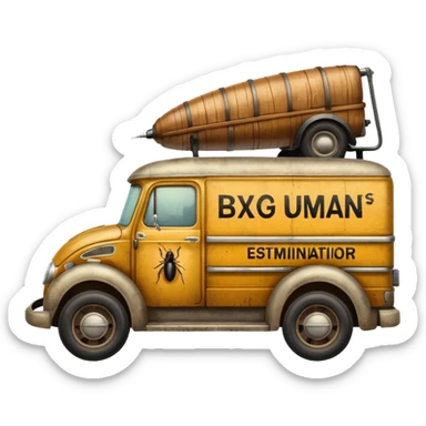 Bug man’s exterminator antique moving van  sticker