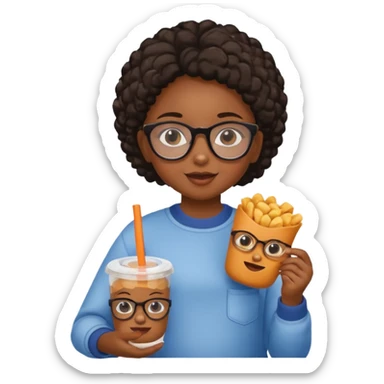 snack holding black girl kid with glasses on eyes sticker