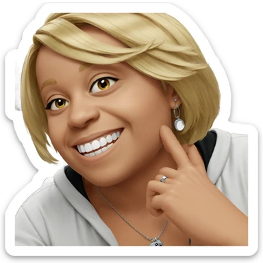 blonde boy smiling with necklace sticker