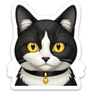 tuxedo cat with yellow eyes giving a side eye sticker