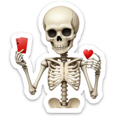 Skeleton holding a ball and ace card sticker