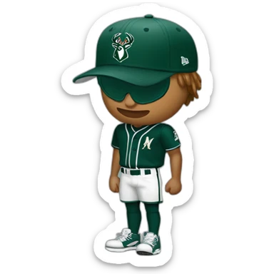 Ice Spice with a milwaukee bucks baseball cap sticker