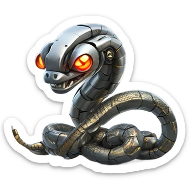 cyborg snake robot made out of metal sticker