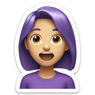 smiling girl in purple shirt, yawning sticker