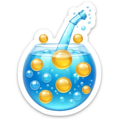 3D iPhone style emoji of bubbly , fizzy bubbles rising, translucent sparkling liquid, isolated on white background, soft shadows, high detail, playful and cute. sticker