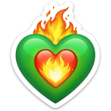 Take the classic Apple "heart on fire" emoji but make it a green heart. sticker