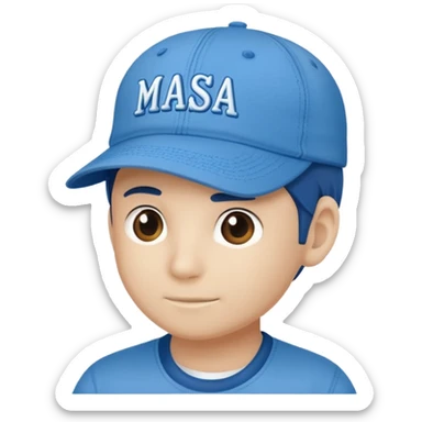 Blue cap with the lettering MASA sticker