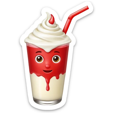 crea una bebida de red velvet con poppings de yogurt como topping sticker