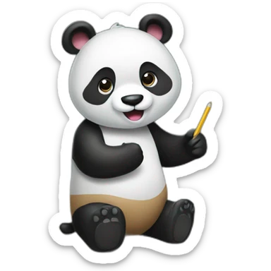 a panda teaching with a chalkboard sticker