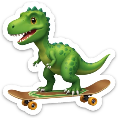 Dinosaur on a skateboard but the skateboard is a circle around the dinosaur sticker