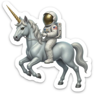 astronaut riding a unicorn sticker