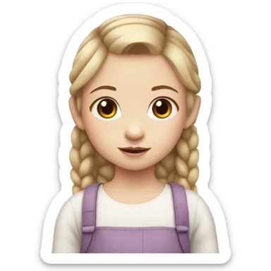 pale white toddler girl with brown straight pigtails and big black eyes not blonde no blonde hair sticker