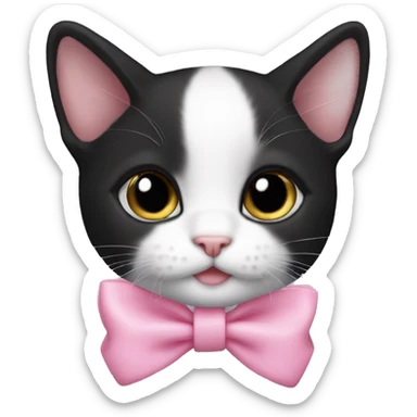 Tuxedo kitten with a pink bow sticker
