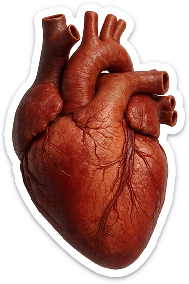 CUORE anatomico umano, iperrealistico 4k, isolato su sfondo bianco sticker