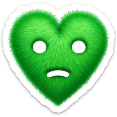 Green fuzzy heart sticker