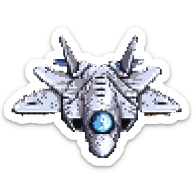 F-22 Raptor fighter jet, pixel art style, simplified, top-down view sticker