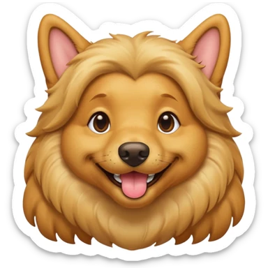 portrait of a golden dog, smiling with closed mouth, no tongue showing sticker