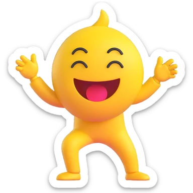 yellow emoji face dabbing, cheerful and bold sticker